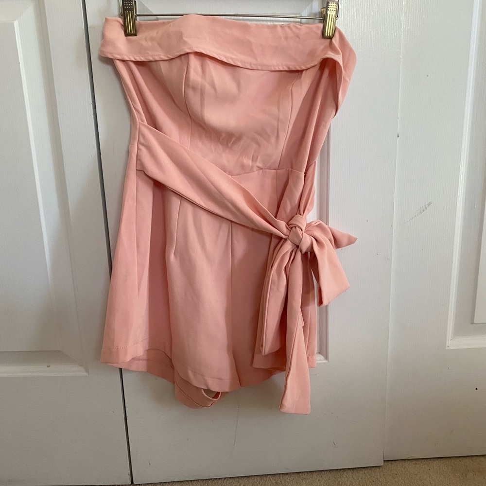 Strapless Pink Tie Romper Revolve